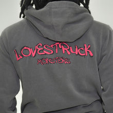 Load image into Gallery viewer, LOVESTRUCK MONSTER PIGMENT WASHED CHARCOAL HOODIE